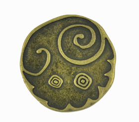Swirl and Circles Metal Shank Buttons in Antiqued Brass - 27mm - 1 1/16 inch