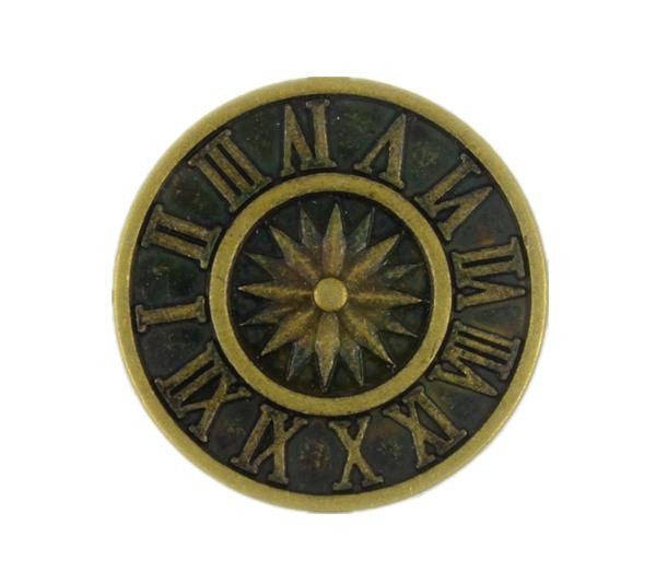 Antique Brass Roman Numeral Dial Clock Metal Shank Buttons 23mm 7/8