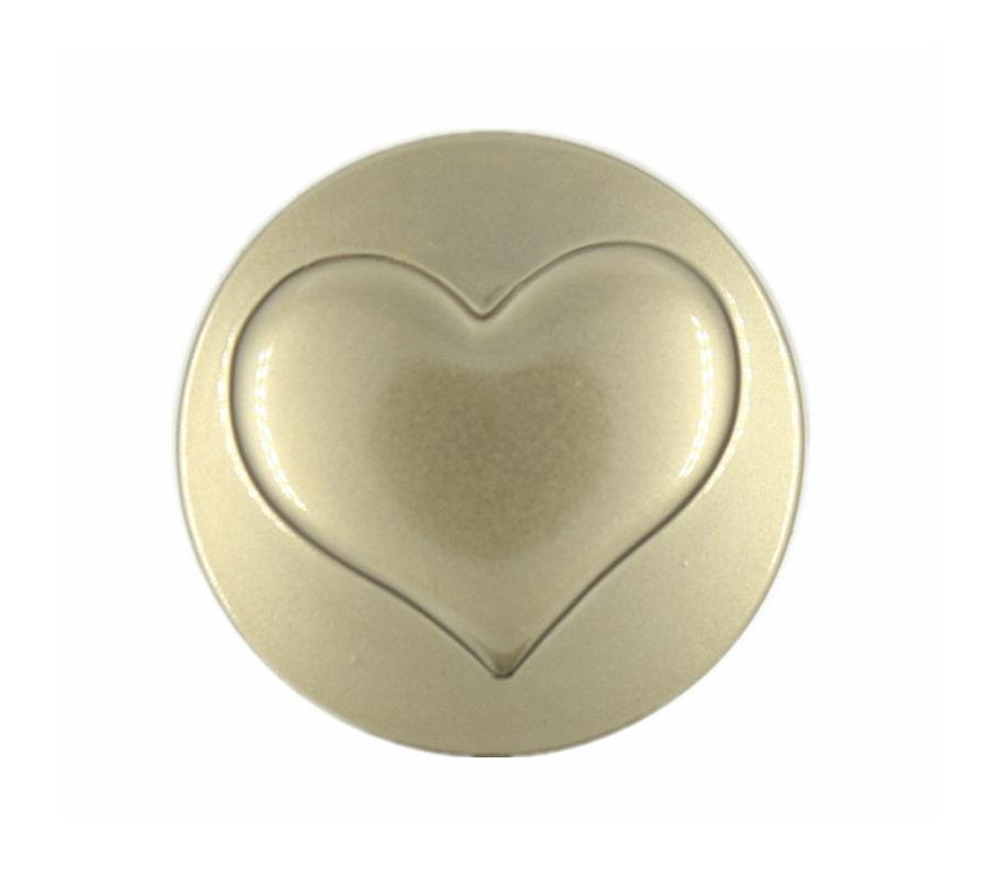 Embossed Heart Pearlized Khaki Gold Metal Shank Buttons 18mm 11/16 inch