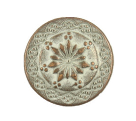 Flower Mandala Copper White Patina Metal Shank Buttons - 20mm - 3/4 inch