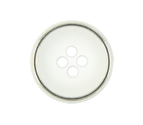 White and Silver Edge Concave Metal Hole Buttons - 16mm - 5/8 inch