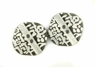 Rounded Square Gray White Stone Texture Metal Hole Buttons - 20mm - 3/4 inch
