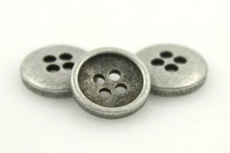 Antique Silver Concave Hole Buttons - 11mm - 7/16 inch