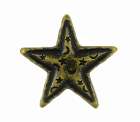 Starry Night Star Metal Shank Buttons in Antique Brass Color - 20mm - 3/4 inch