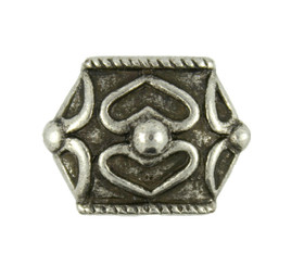 Hearts Hexagon Antique Silver Metal Shank Buttons - 18mm - 11/16 inch