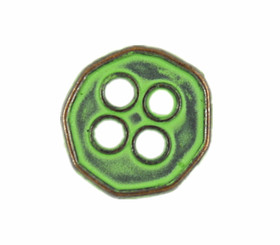 Heptagon Retro Green 4 holes Buttons - 11mm - 7/16 inch