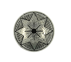 Octastar Pattern Retro Silver Domed Metal Shank Buttons - 18mm - 11/16 inch