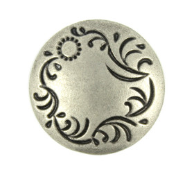 Carved Floret Solid Thin Domed Nickel Silver Metal Shank Buttons - 22mm - 7/8 inch
