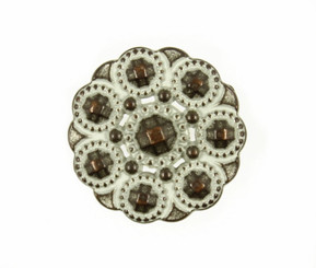 Beads Flower Copper White Patina Metal Shank Buttons - 18mm - 11/16 inch