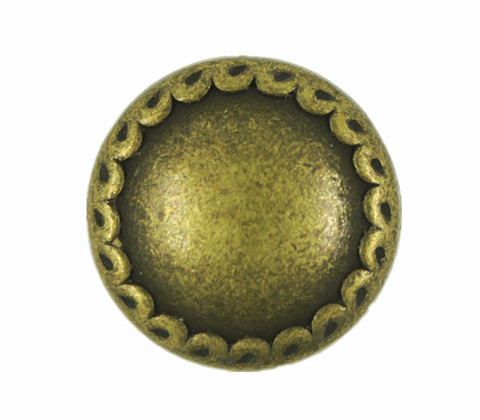 Flower Border Bead Antique Brass Metal Shank Buttons - 17mm - 11/16 inch