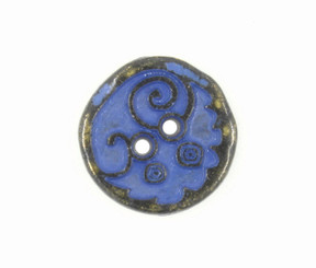 Swirl and Circles Copper Blue Metal Hole Buttons - 10mm - 3/8 inch