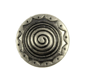 Domed Center Swirl Metal Shank Buttons in Nickel Silver Color - 23mm - 7/8 inch