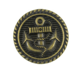 Antique Brass Roped Anchor Metal Shank Buttons - 15mm - 5/8 inch