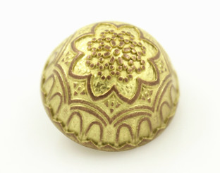 Flower Bud Pattern Domed Metal Shank Copper and Yellow Buttons - 23mm - 7/8 inch