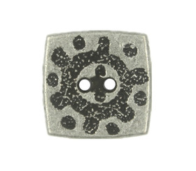 Tribal Sun Square Retro Silver Metal Hole Buttons - 15mm - 5/8 inch