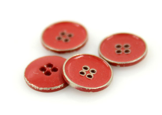 Small Silver Metal Hole Buttons in Red Color  - 10mm - 3/8 inch