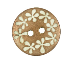 Flower and Wreath Pattern Copper White Hole Buttons - 21mm - 13/16 inch