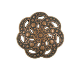 Copper Openwork Spiral Floral Domed Metal Shank Buttons - 19mm - 3/4 inch