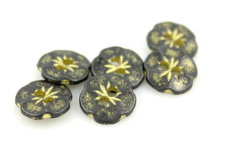 Gunmetal Yellow Flower Metal Hole Buttons - 13mm - 1/2 inch