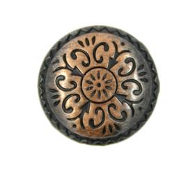 Flower Carving Copper Black Metal Shank Buttons - 15mm - 5/8 inch