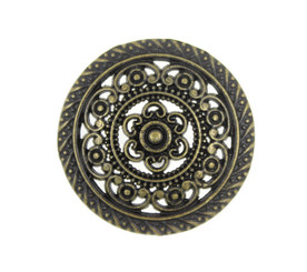 Metal Lacework Filigree Antiqued Brass Metal Shank Buttons - 30mm - 1 3/16 inch