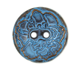 Copper Flower Blue Metal Hole Buttons - 20mm - 3/4 inch