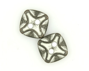 Rounded Square Gray White Metal Hole Buttons - 11mm - 7/16 inch