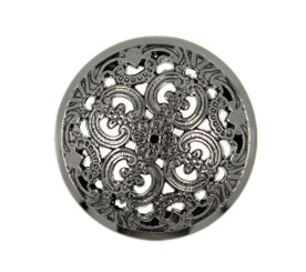 Shiny Gunmetal Openwork Flowery Engraving Metal Shank Buttons - 25mm - 1 inch