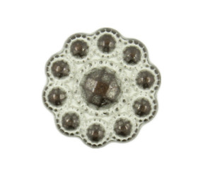 Beads Flower Copper White Patina Metal Shank Buttons - 13 mm - 1/2 inch