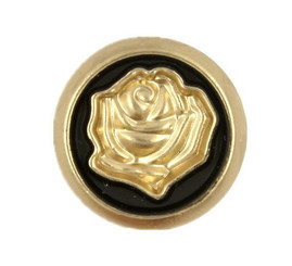 Pearlized Gold Rose Metal Shank Buttons in Black Color - 18mm - 11/16 inch