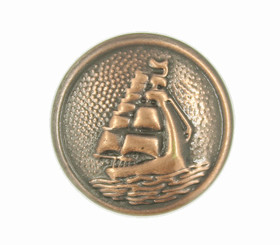 Sailboat on Waves Red Copper Metal Shank Buttons - 18mm - 11/16 inch
