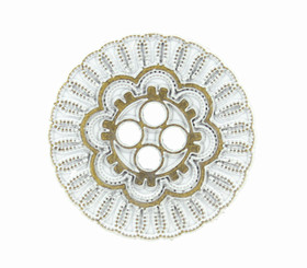 White and Brass Flower Bloom Metal Hole Buttons - 23mm - 7/8 inch