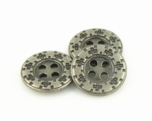 Decorative Edge Nickel Silver hole buttons - 14mm - 9/16 inch