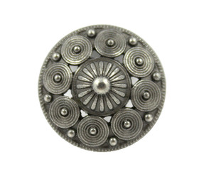 Fancy Openwork Conical Metal Shank Buttons in Nickel Silver Color - 30mm - 1 3/16 inch
