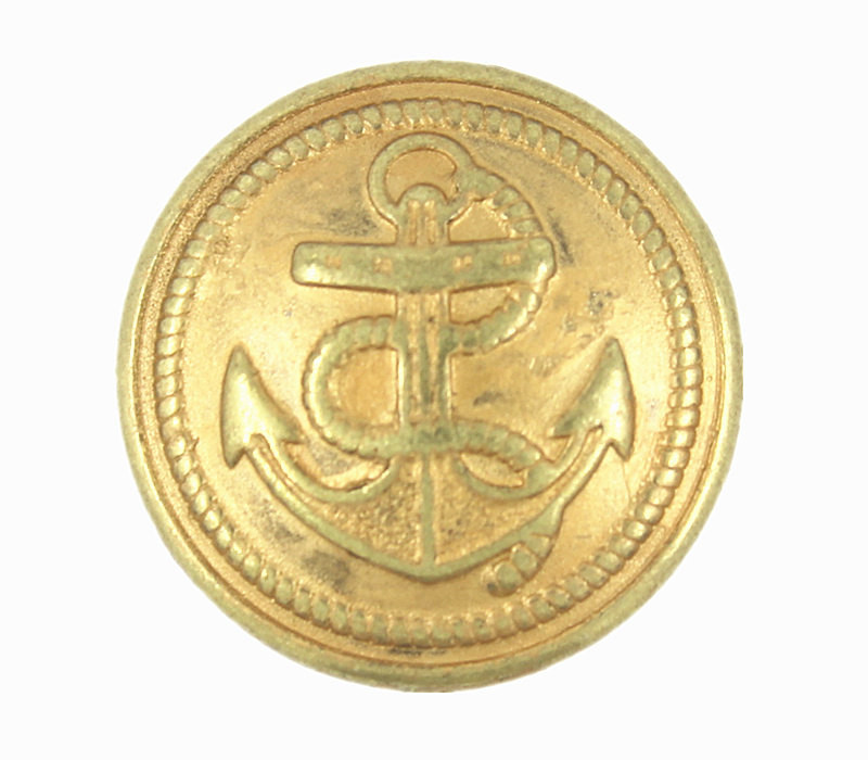 Metal Buttons Brass Embossed Anchor With Khaki Painting Metal