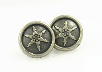 Hexagonal Star Pattern Nickel Silver Long Shank Metal Buttons - 10mm - 3/8 inch