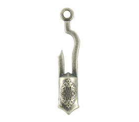 Heraldry Hook Metal Pendants Nickel Silver - 27mm - 1 1/16 inch
