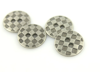 Lattice Pattern Nickel Silver Metal Hole Buttons - 15mm - 5/8 inch