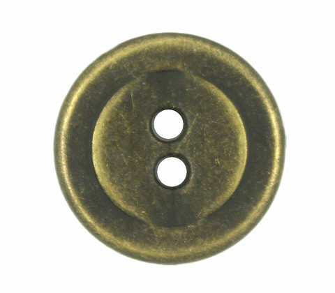 Layered Circles Metal Hole Buttons in Antique Brass Color - 20mm - 3/4 inch