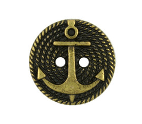 Antique Brass Chain And Anchor Metal Hole Buttons - 18mm - 0.71 inch