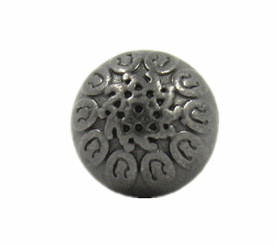 Baroque Flower Carving Nickel Silver Ball Metal Shank Buttons - 7mm - 1/4 inch