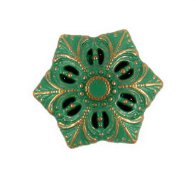 Green Painting Copper Snowflake Metal Shank Buttons - 20mm - 3/4 inch