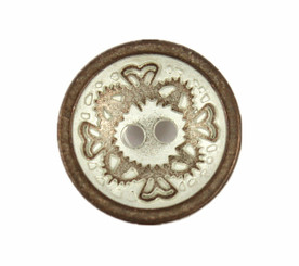Concave Floral Carving Copper White Metal Hole Buttons - 15mm - 5/8 inch