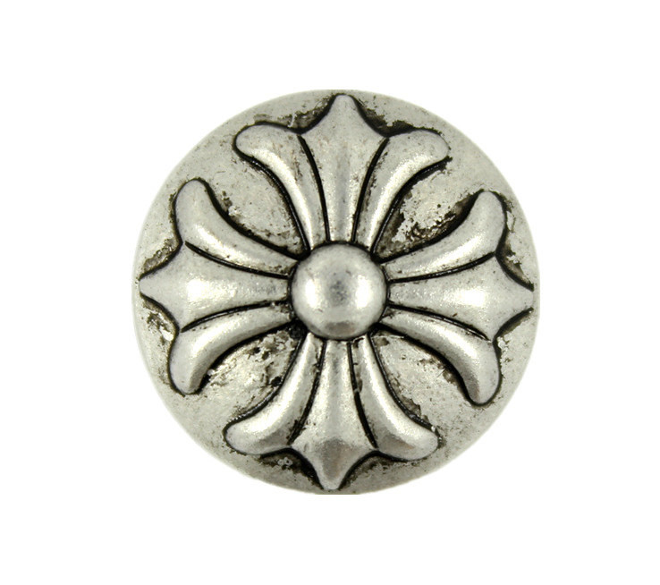 3 Vintage Silver Glass Shank Buttons Geometric Design Czech 3/4" 18mm #34 