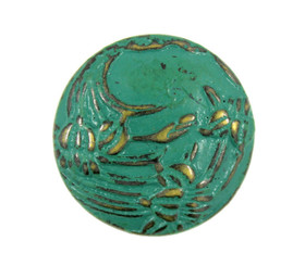 Begonia flowers Copper Green Metal Shank Buttons - 23mm - 7/8 inch