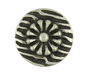 Flower on Ripples Antique Silver Metal Shank Buttons - 20mm - 3/4 inch