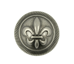 Nickel Silver Embossed Fleur-De-Lis Metal Shank Domed Buttons - 17mm - 11/16 inch
