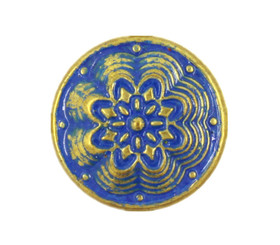 Layered Flower Metal Shank Buttons in Blue Painted Gold Color - 18mm - 11/16 inch