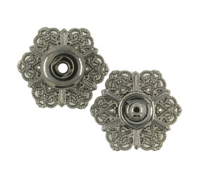 Hexagonal Filigree Metal Snap Buttons in Gunmetal Color - 21mm - 13/16 inch