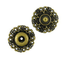 Motif Openwork Metal Snap Buttons in Antique Brass Color - 20mm - 3/4 inch